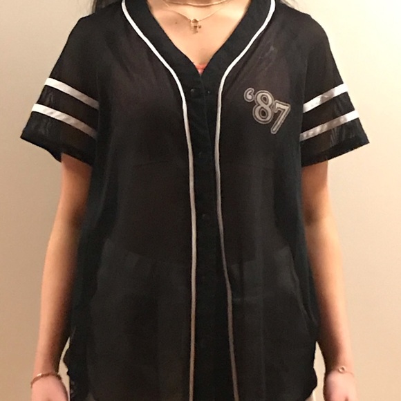 Sheer black and white jersey cover up - Picture 1 of 2